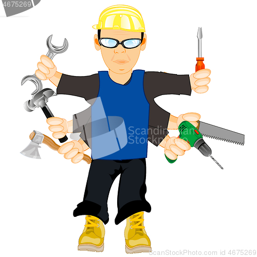 Image of Vector illustration men master with toos in hand