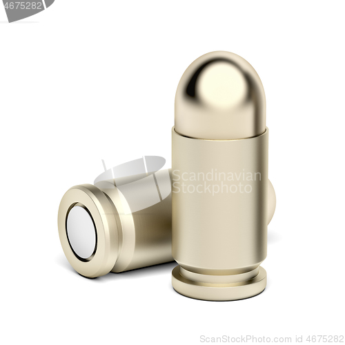 Image of Two pistol bullets on white