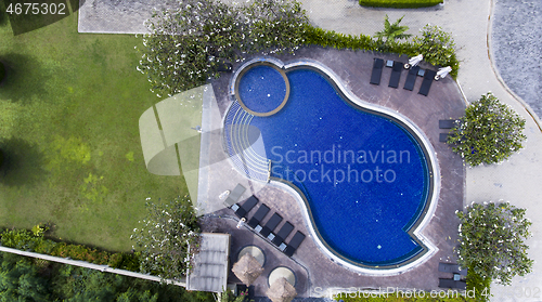 Image of Aerial view of swimming pool