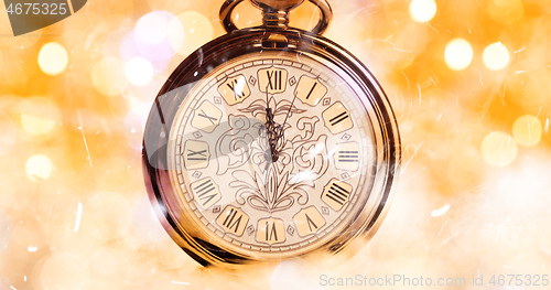 Image of Retro style clock Christmas or New Year abstract background