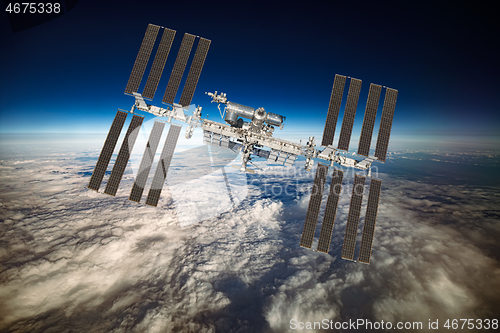 Image of International Space Station over the planet earth.