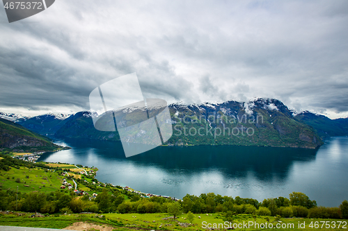 Image of Aurlandsfjord Town Of Flam Norway. Beautiful Nature Norway natur