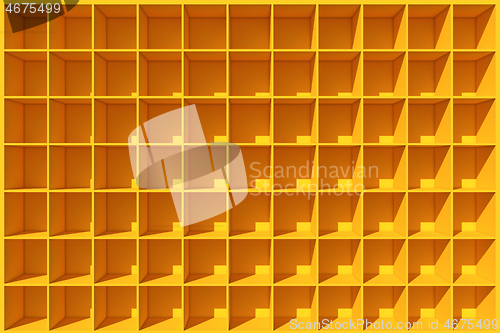 Image of 3D render of empty shelves
