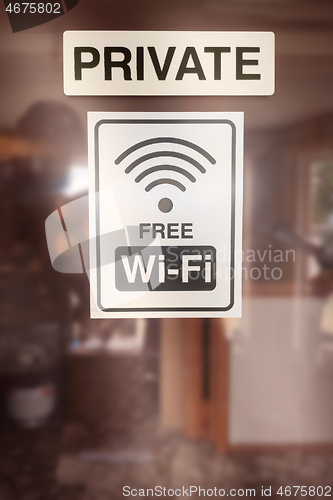 Image of private free wifi sign