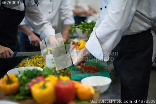 Image of team cooks and chefs preparing meals