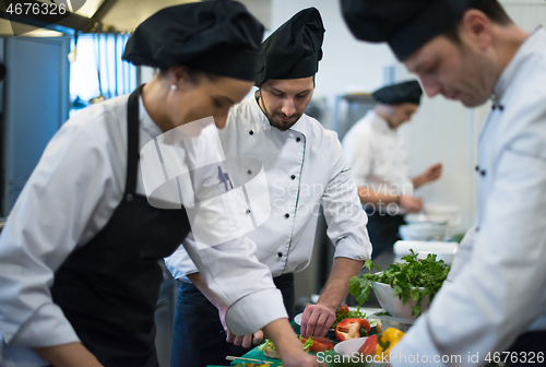 Image of team cooks and chefs preparing meals