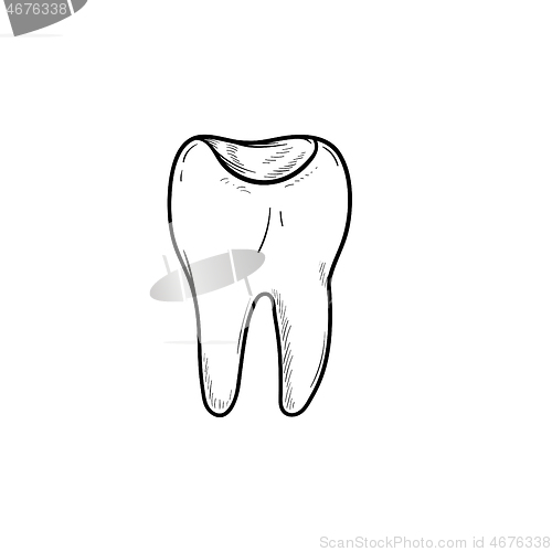 Image of Tooth cavity hand drawn outline doodle icon.