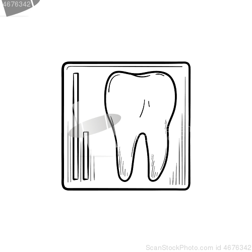 Image of Tooth x-ray hand drawn outline doodle icon.