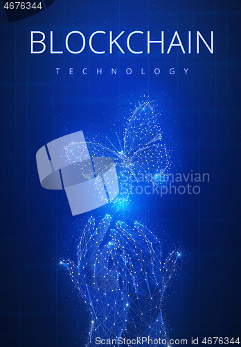 Image of Blockchain technology futuristic hud banner.