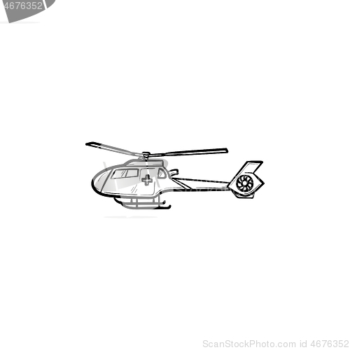 Image of Medical helicopter hand drawn outline doodle icon.