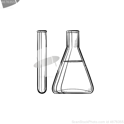 Image of Test tubes hand drawn outline doodle icon.