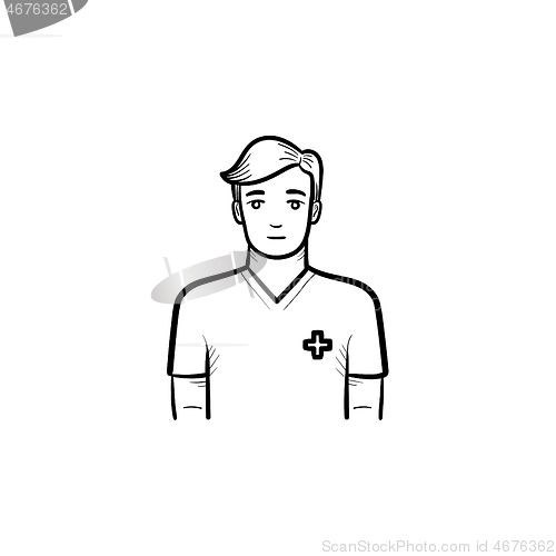 Image of Male nurse hand drawn outline doodle icon.