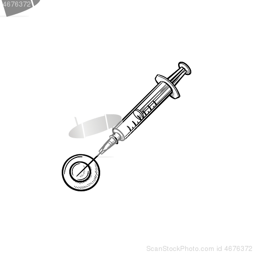 Image of Stomatology injection hand drawn outline doodle icon.