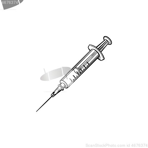 Image of Syringe hand drawn outline doodle icon.