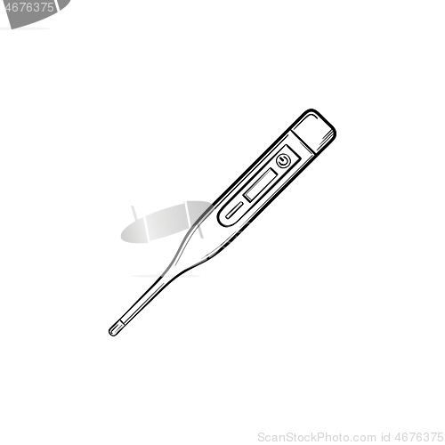 Image of Medical thermometer hand drawn outline doodle icon.