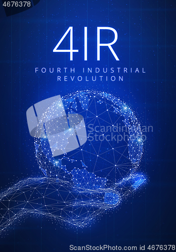 Image of Fourth industrial revolution futuristic hud banner with globe in