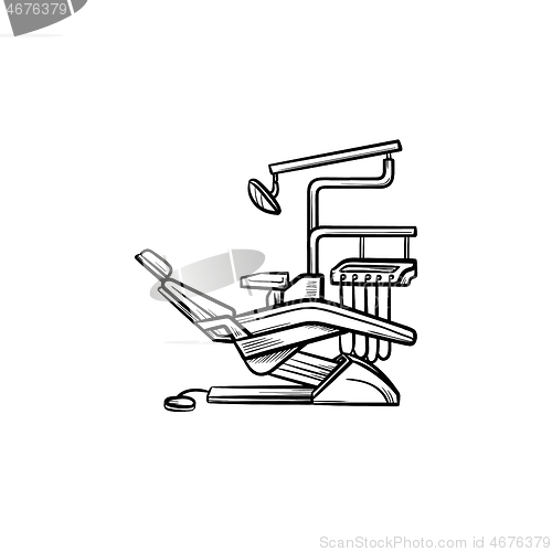 Image of Dental chair hand drawn outline doodle icon.