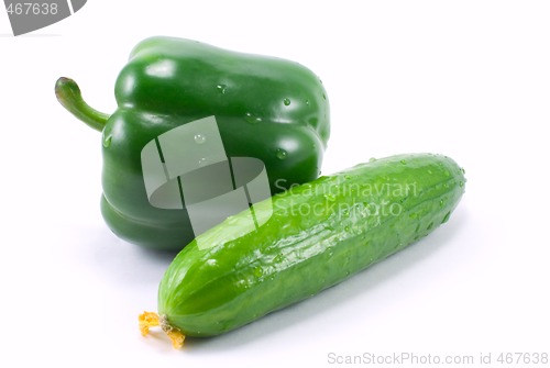 Image of green ball pepper and cucumber