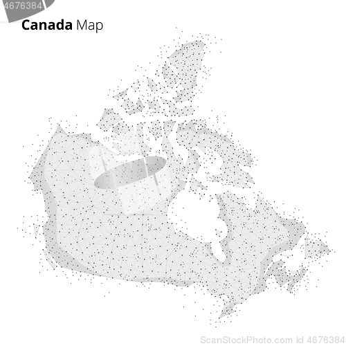 Image of Canada map in blockchain technology network style.