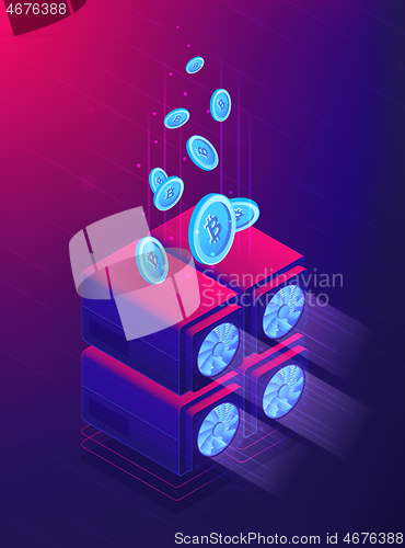 Image of Isometric cloud mining concept.