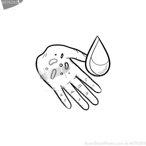 Image of Washing arm hand drawn outline doodle icon.