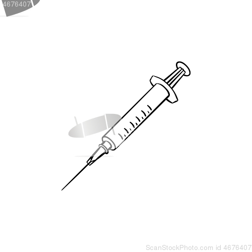 Image of Syringe hand drawn outline doodle icon.