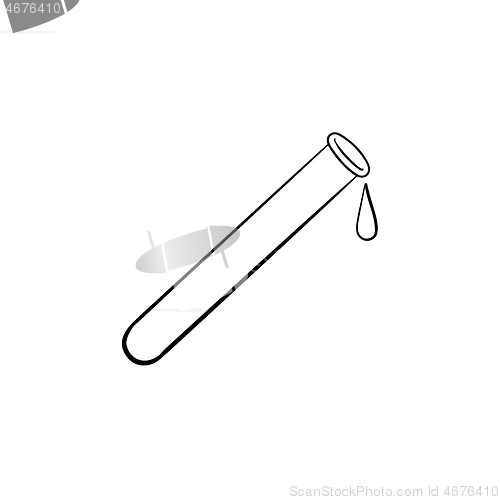 Image of Laboratory tube with liquid hand drawn outline doodle icon.