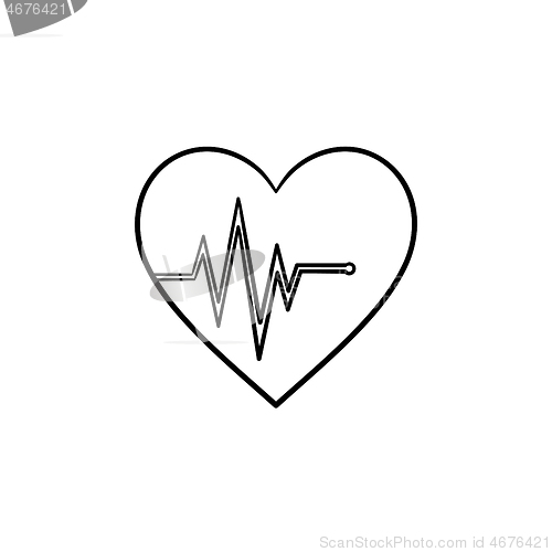 Image of Heart beat rate hand drawn outline doodle icon.