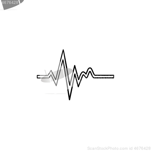 Image of Heatbeat trace on cardiogram hand drawn outline doodle icon.