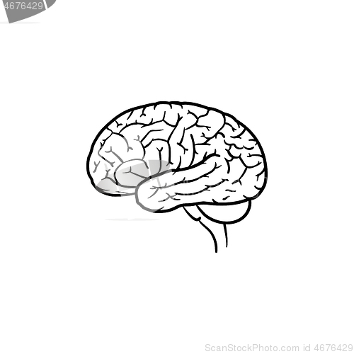 Image of Human brain hand drawn outline doodle icon.