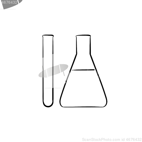 Image of Test tubes hand drawn outline doodle icon.