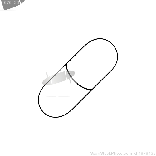 Image of Capsule pill hand drawn outline doodle icon.
