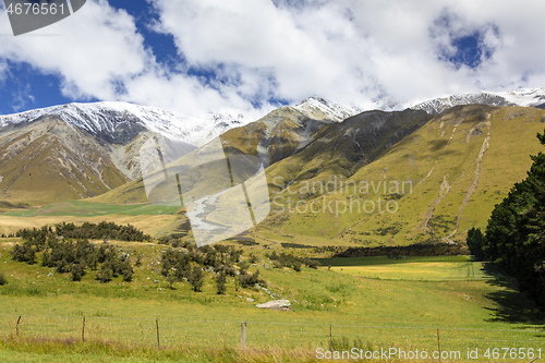 Image of Mountain Alps scenery in south New Zealand
