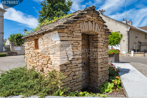 Image of MEURSAULT, BURGUNDY, FRANCE - JULY 9, 2020: Wine cabana in Meursault, Burgundy, France