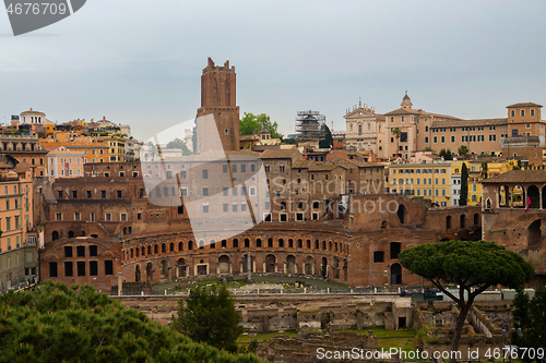 Image of ROME, ITALY - APRILL 21, 2019: erial scenic view of Rome, Italy. Scenery of Roma city