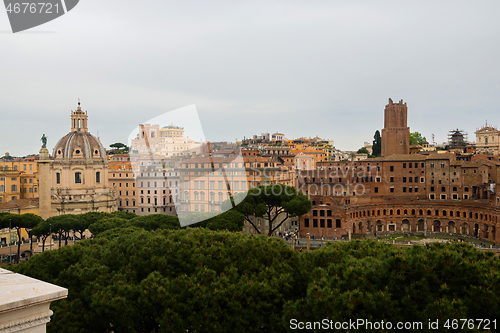 Image of ROME, ITALY - APRILL 21, 2019: erial scenic view of Rome, Italy. Scenery of Roma city