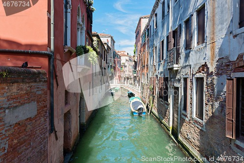 Image of VENICE, ITALY - AUGUST 14, 2016: Typical canals with old houses