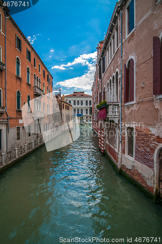 Image of VENICE, ITALY - MAY 23, 2013: Typical canals with old houses