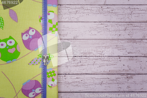 Image of Handmade folder on wooden background