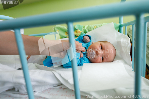 Image of Newborn baby infant in the hospital