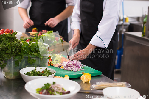 Image of team cooks and chefs preparing meals