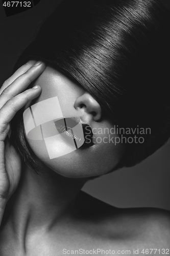 Image of beautiful girl with black lips