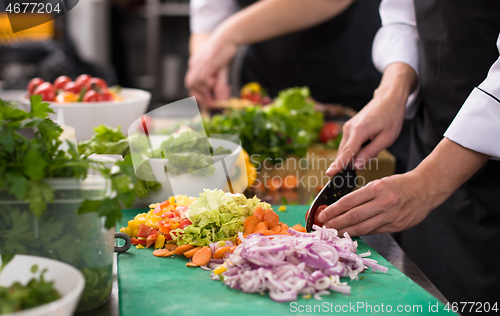 Image of team cooks and chefs preparing meals
