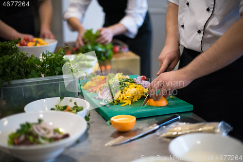 Image of team cooks and chefs preparing meals