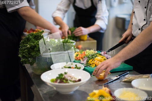 Image of team cooks and chefs preparing meals