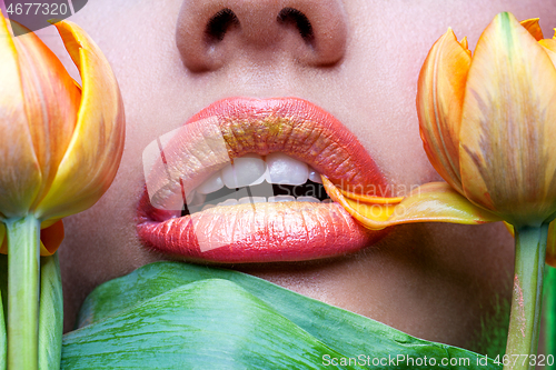 Image of girl with orange lips