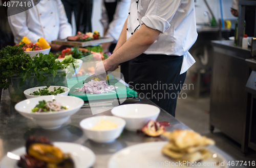 Image of team cooks and chefs preparing meal