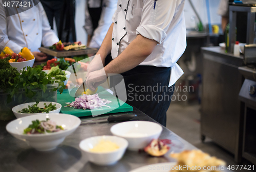 Image of team cooks and chefs preparing meal