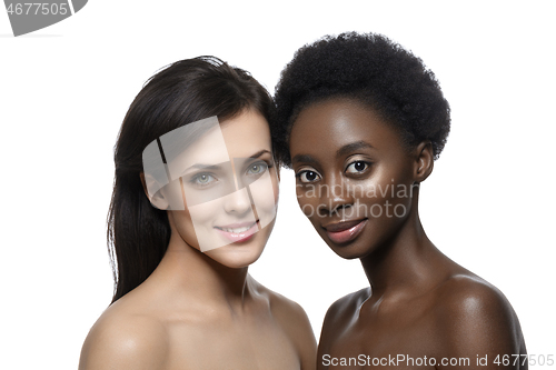 Image of Two beautiful girls with natural makeup