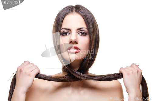 Image of beautiful girl with healthy long hair